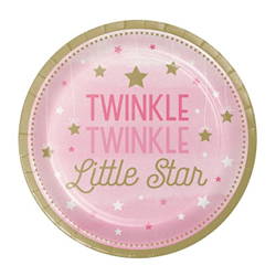 Image of round one little star girls plate. Shop all one little star girls party supplies. 