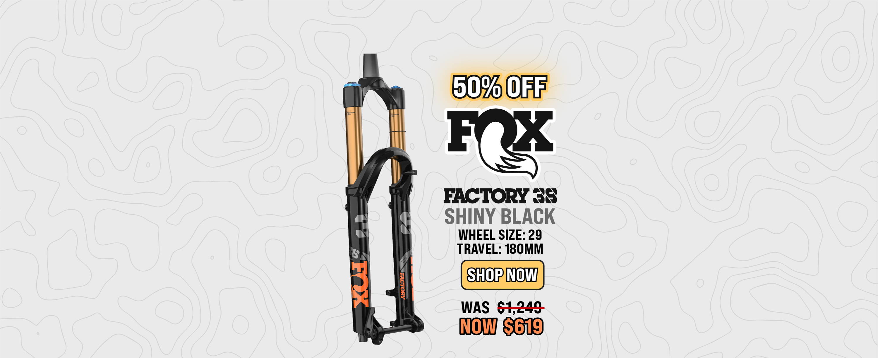 fox factory 38 sale banner with black fox 38 fork