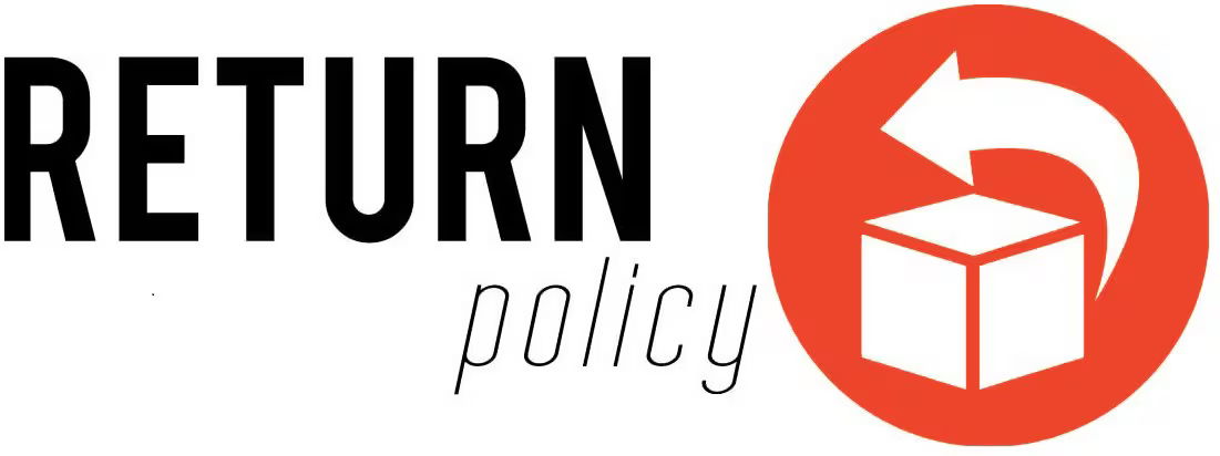 Return policy graphic with a box and arrow icon.