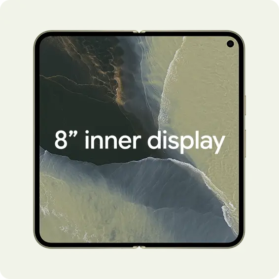 8-inch inner display on a device with an abstract background.