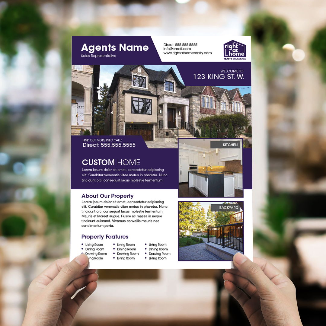Right At Home Realty branded feature sheets printed in Canada by New Era Print Solutions