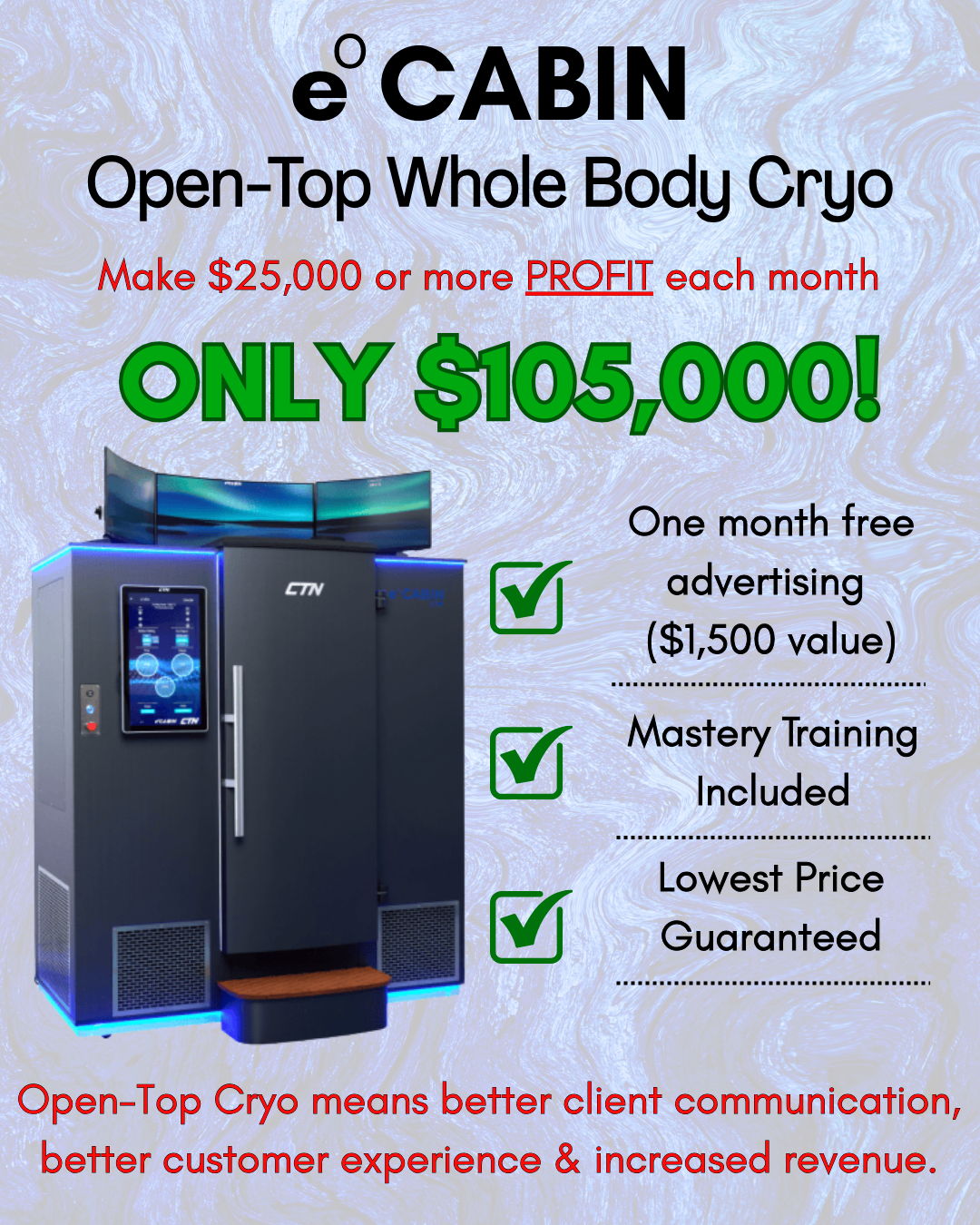 E Cabin is the best whole body crytotherapy unit in the market to reduce pain, and assist with weight loss and anti-aging
