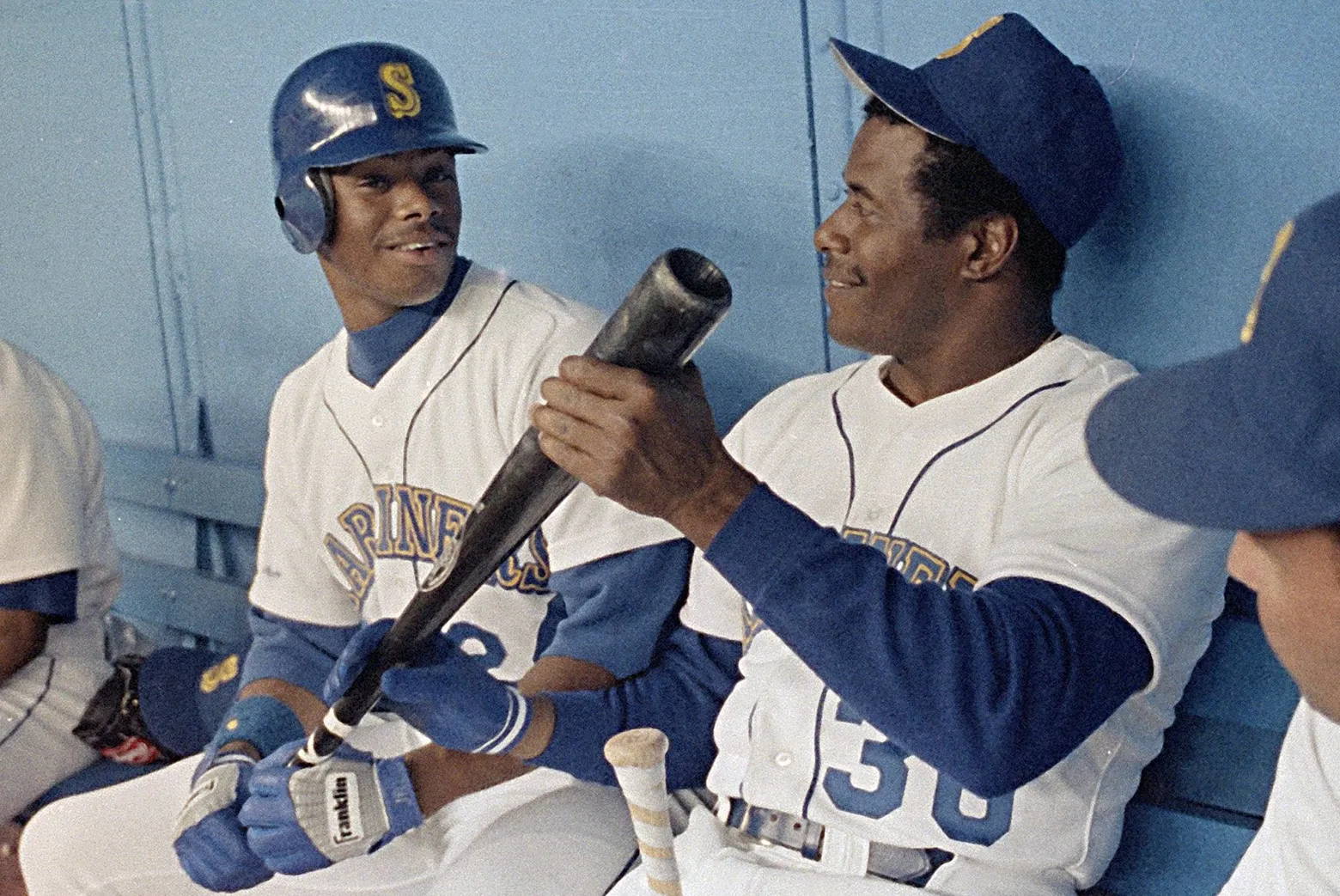 ken griffey jr in the baseball dugout 