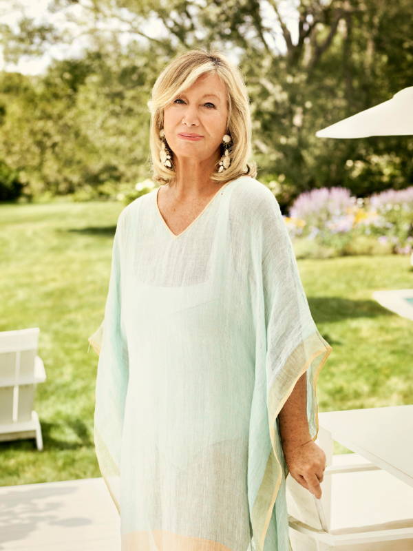 Sylvie Chantecaille wearing a cotton kaftan