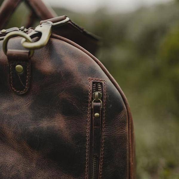 Men's Leather Duffel Bag - Airport Travel Weekend Bag