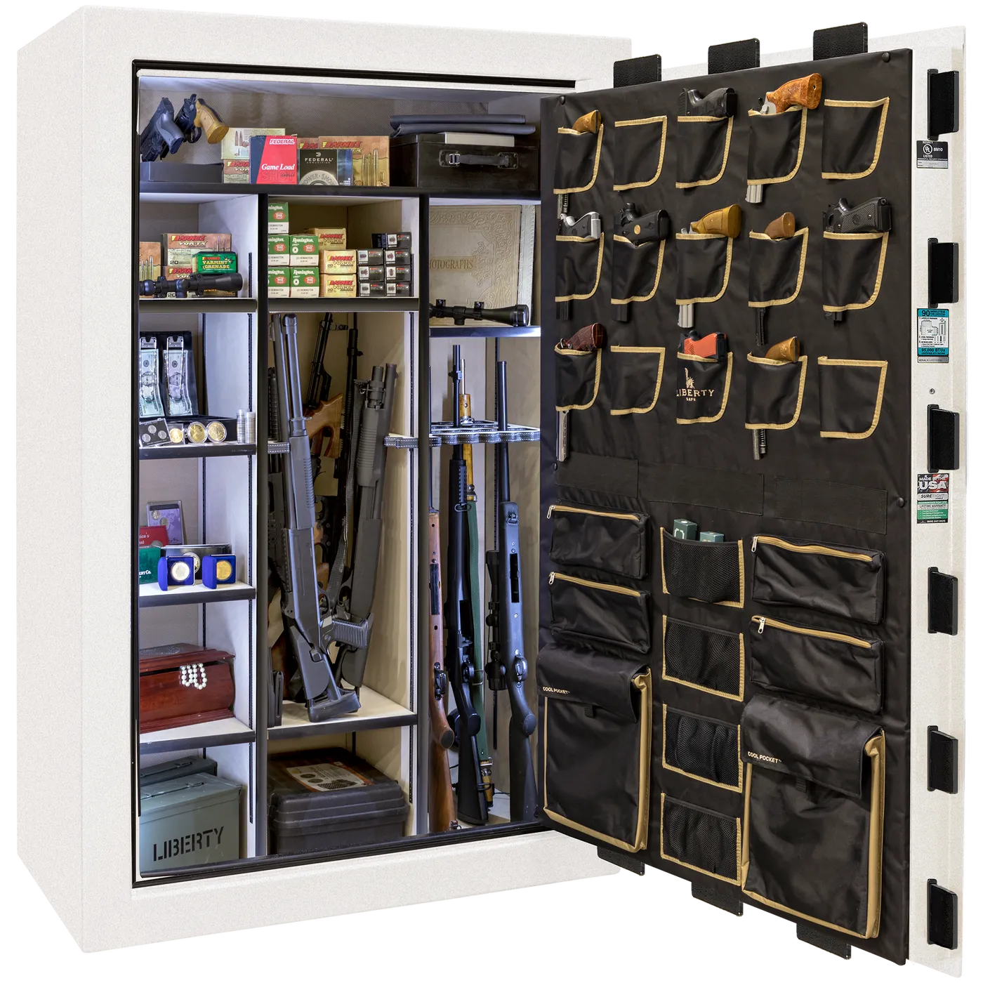 Liberty USA 30 gun safe forged red exterior front view