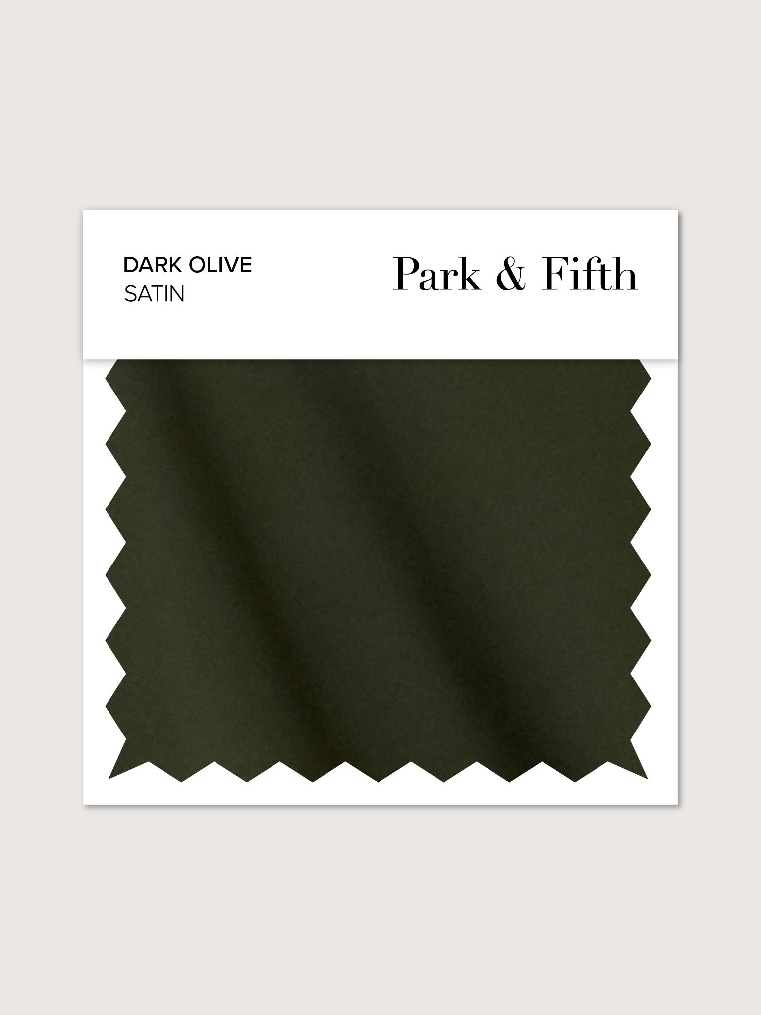 Dark olive satin fabric swatch from Park & Fifth.