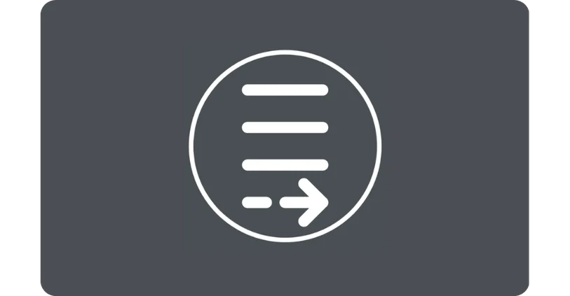 Icon of a list with an arrow pointing right.