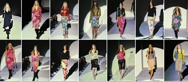 Models showcasing various outfits on a runway.