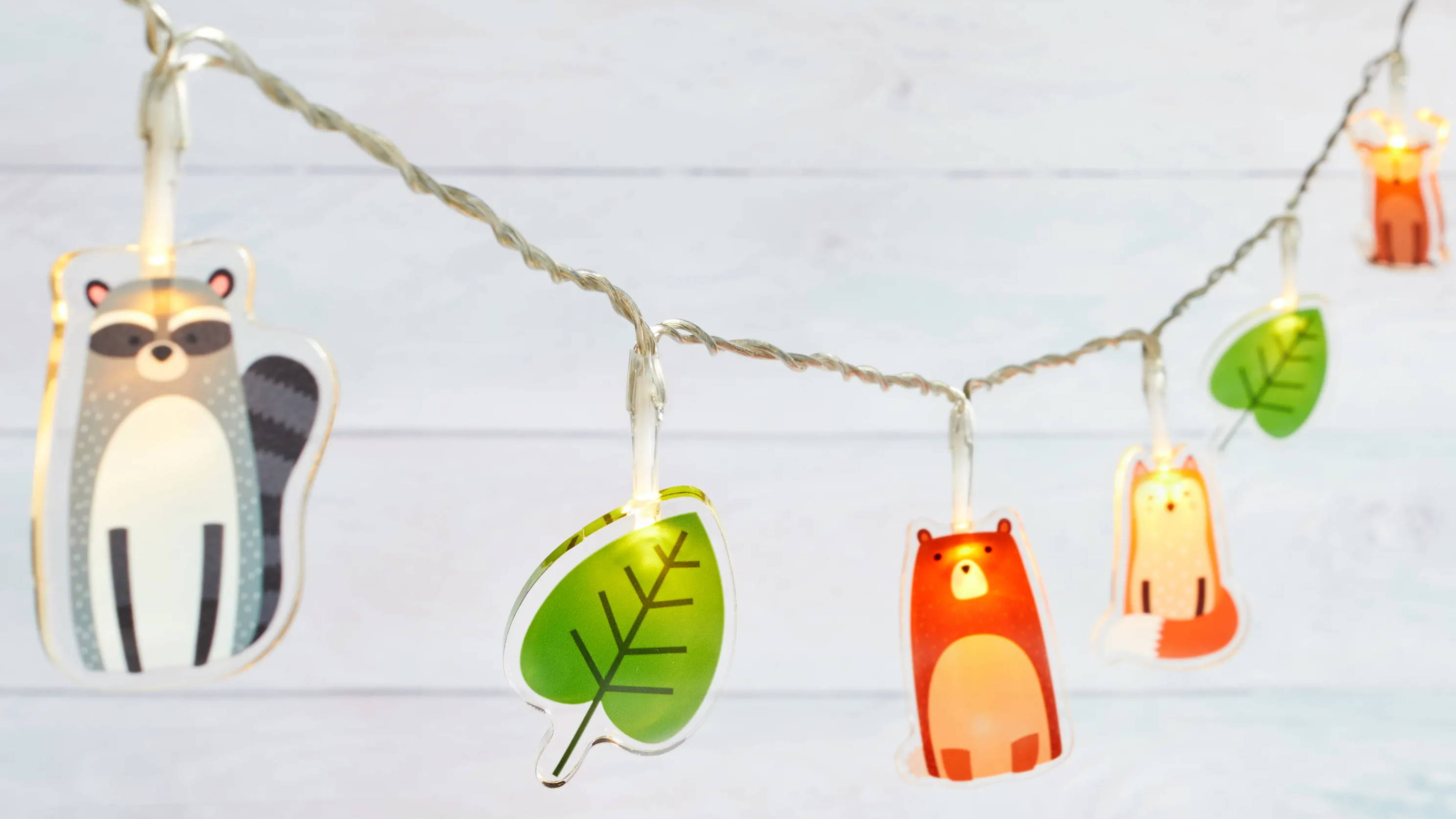 Woodland fairy lights illuminated 