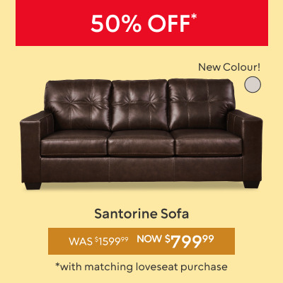 50% off Santorine Sofa​ now $1099.99 was $2199.99 with purchase of matching loveseat​