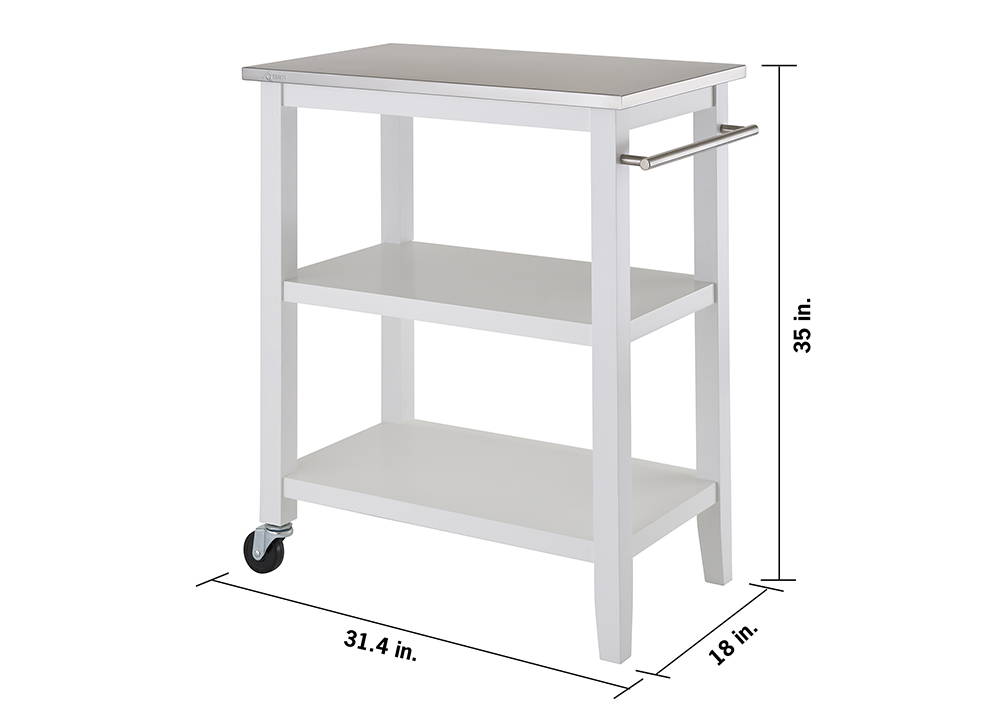 Dimensions of kitchen cart with stainless steel top
