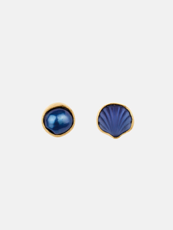 Grainne Morton Mismatched Blue Shell Stud Earrings.