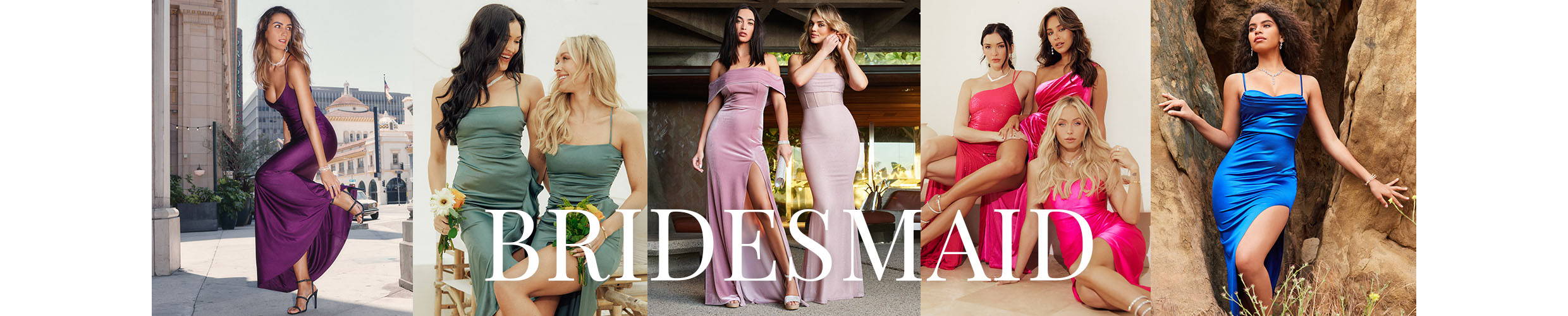 Capture bridesmaid dresses that fit your wedding theme with a variety of colors, figure-flattering styles, and lightweight, stretchy, or breathable fabrics that you can mix and match to find the perfect bridesmaid dresses for an elevated bridal party look!
