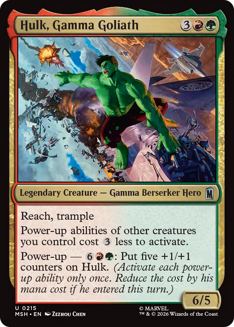 The MTG card Hulk Gamma Goliath from Marvel Super Heroes