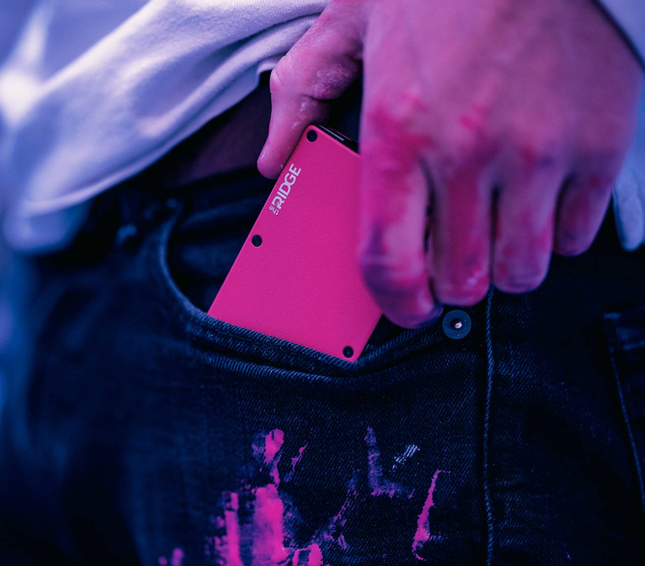 Flamingo Pink Ridge wallet picked out of pocket