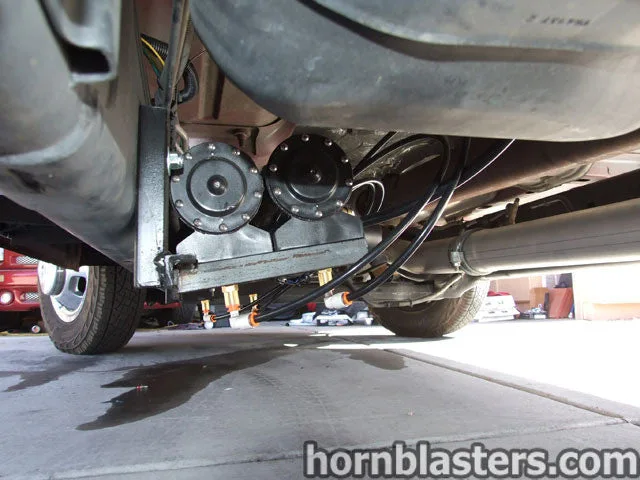 Completed Shocker XL train horns setup on Scott's 2007 Dodge Ram 3500 photo 9