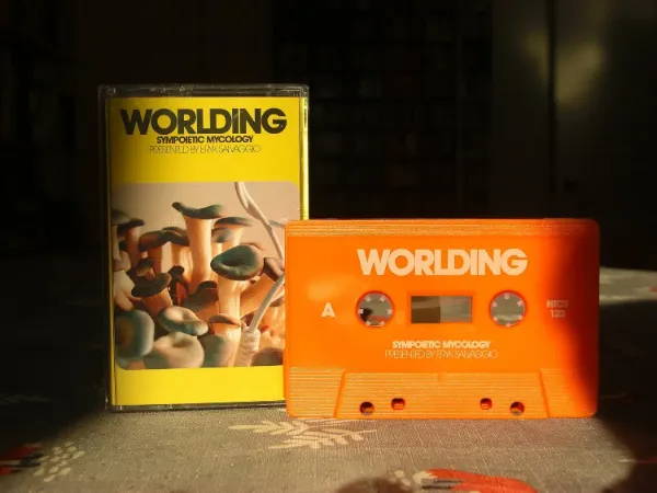 “Worlding,” a record of mushroom test recordings, is available as a download or cassette tape at notype.com. Photo courtesy of Eryk Salvaggio.