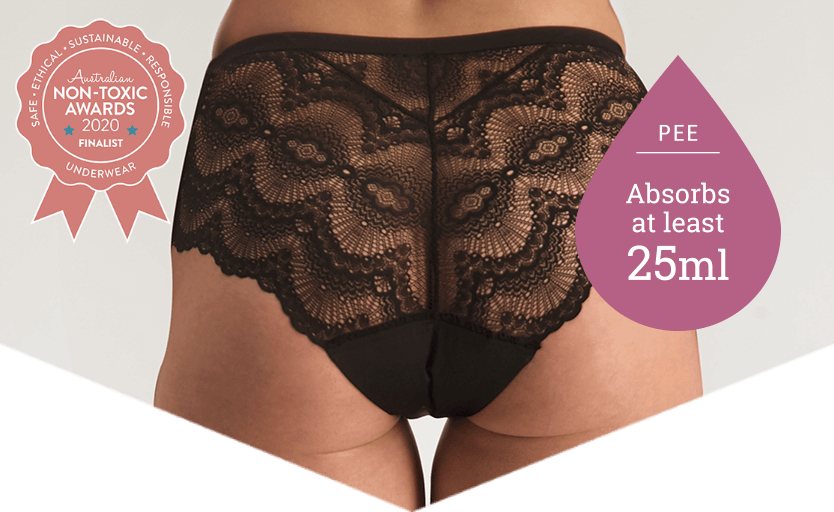 Full Brief Lace Black - Pee Panties for Light Bladder Leakage - Just'nCase by Confitex