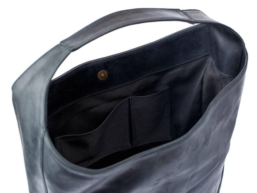 black leather hobo purse