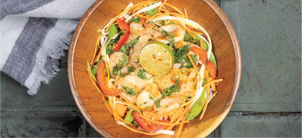 Low Fat OmniFish Laksa with Asian Greens and Healthy Vermicelli Noodles