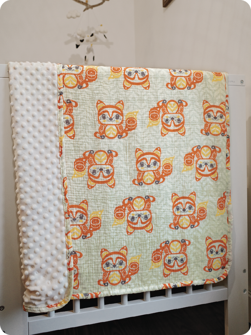 Baby Fox Baby Blanket by Yasakw (Shelly Samuels), Haida, Kwakwaka'wakw