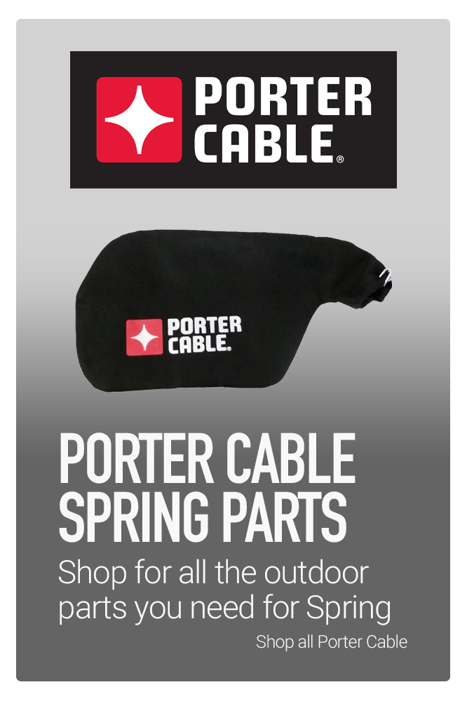 Porter Cable spring parts advertisement for outdoor equipment.