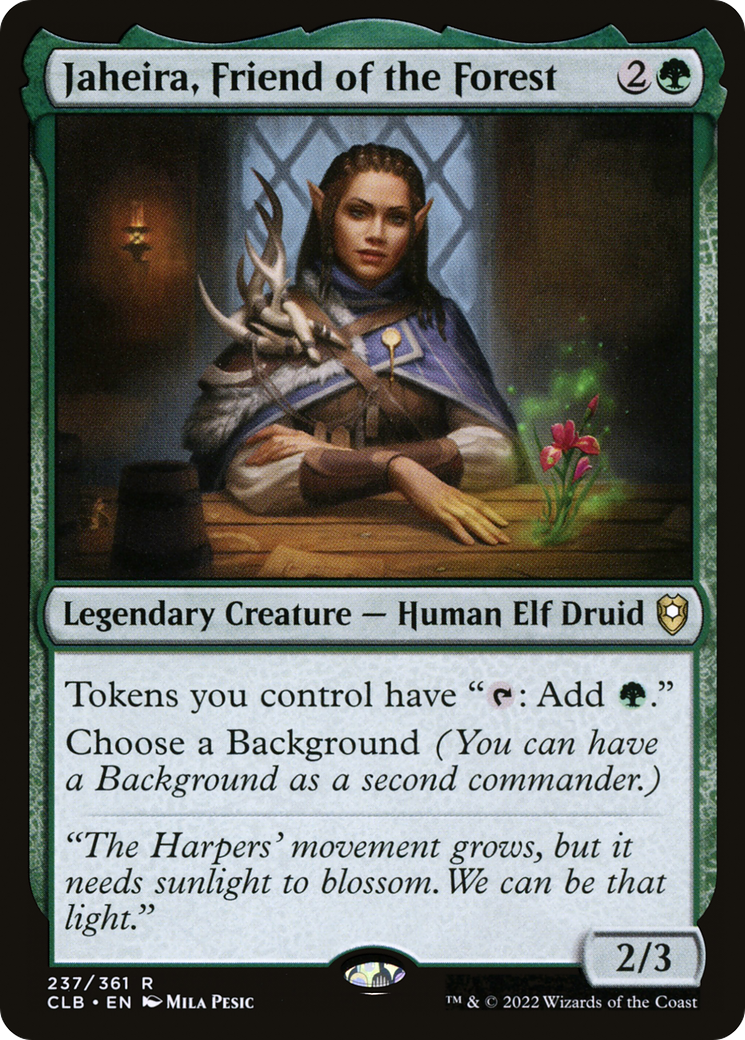 The MTG card Jaheira, Friend of the Forest.