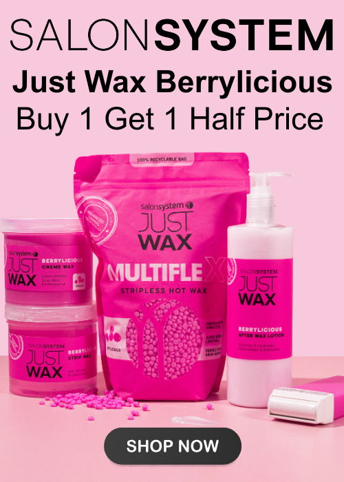 Promotional image for Just Wax Berrylicious hair removal products with buy one get one half price.