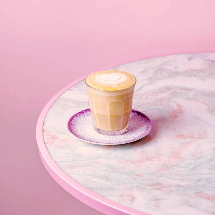 Caffe Latte with pink background