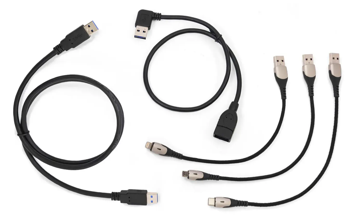 USB cables icludes with the NeoLok Faraday Bag with Battery Kit