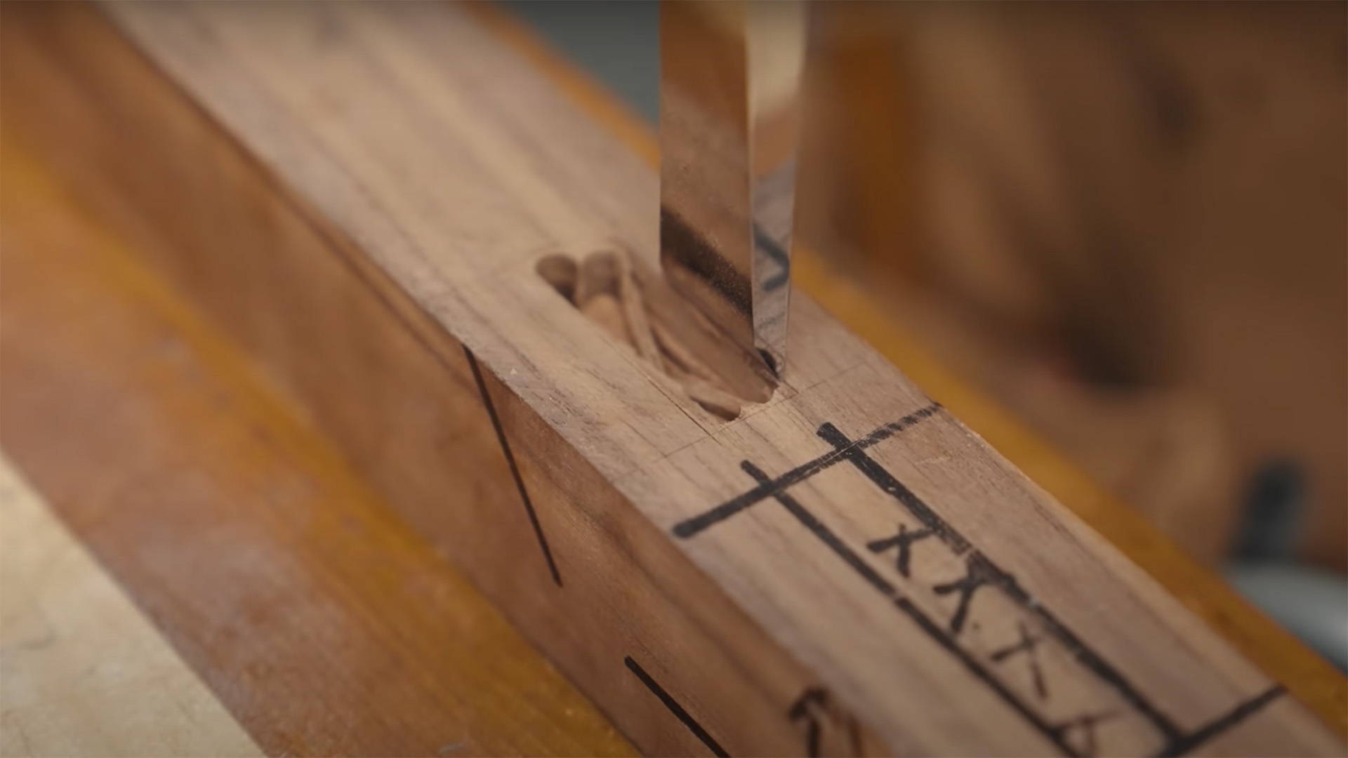 Chiseling a mortise