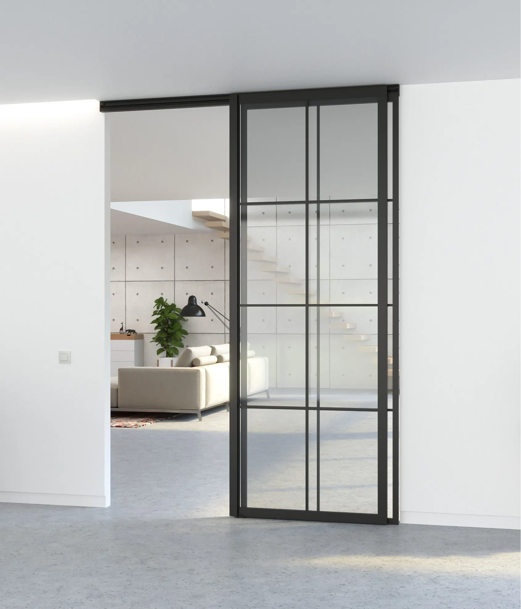 Glass and aluminium sliding door