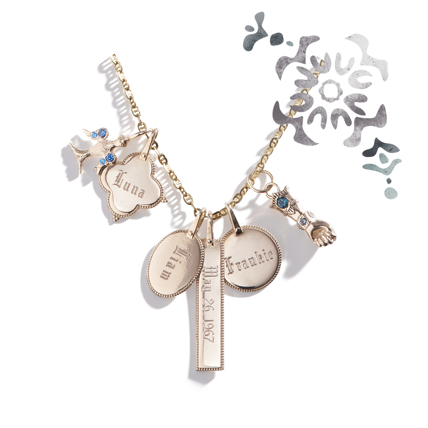Gold Personalized Necklace with Customizable Figa Charm