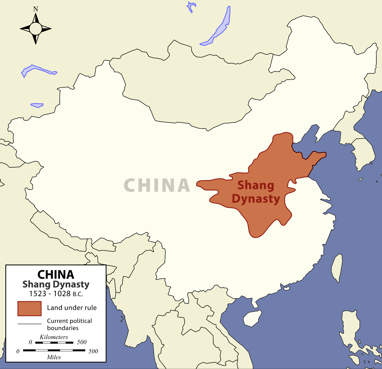 The Shang Dynasty ruled in the north of what is now modern China