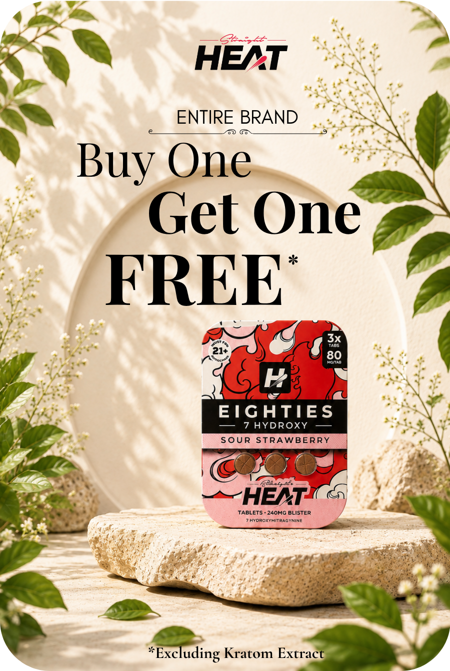 Promotional image for HEAT brand: Buy One Get One FREE offer.