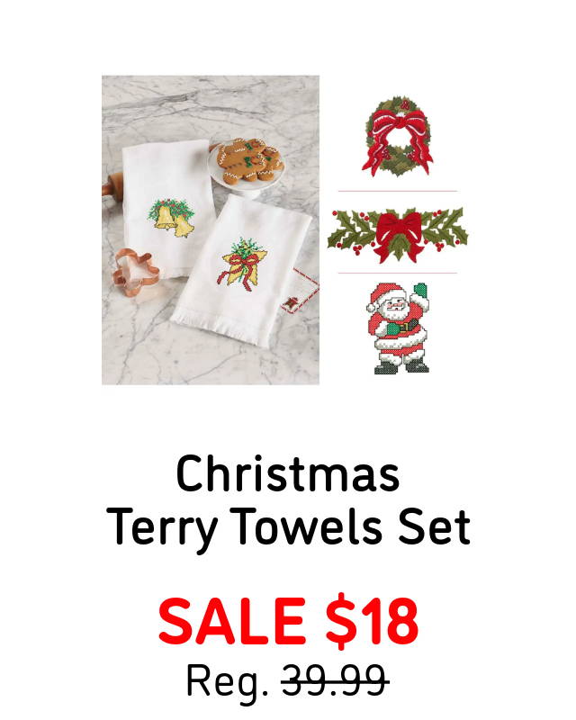 Christmas Terry Towels (shown in image).