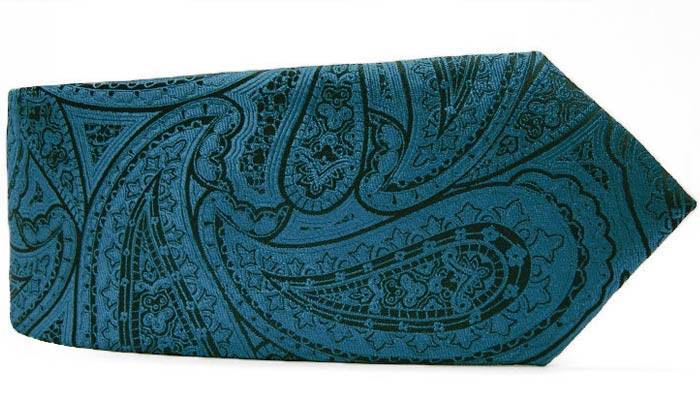 Dark teal large paisley tie