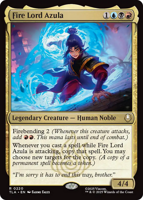 Fire Lord Azula, a legendary creature, human noble, with fiery blue magic.