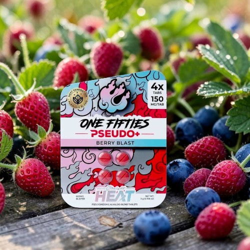 A package of candy surrounded by raspberries and blueberries.