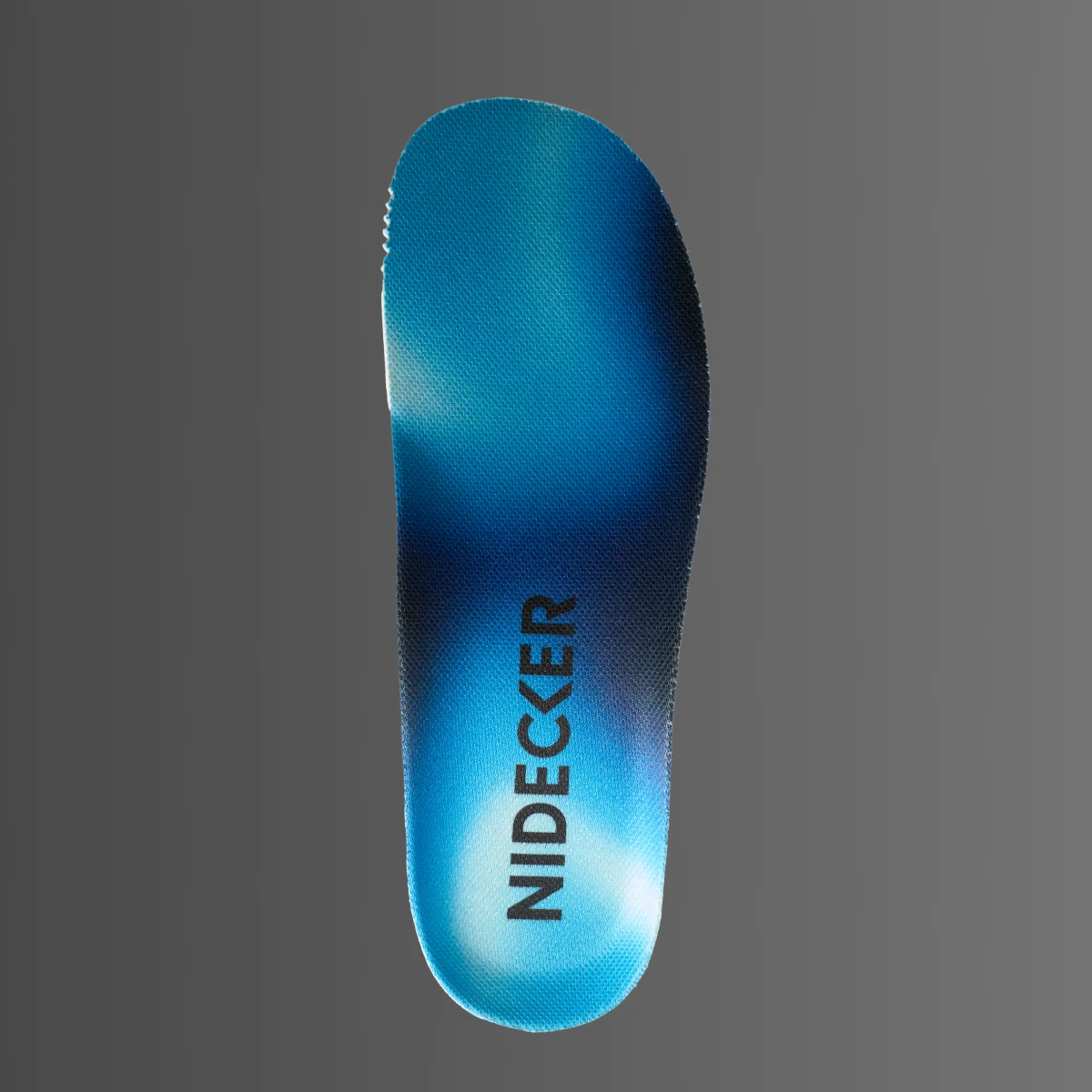 Blue shoe insole with the word 