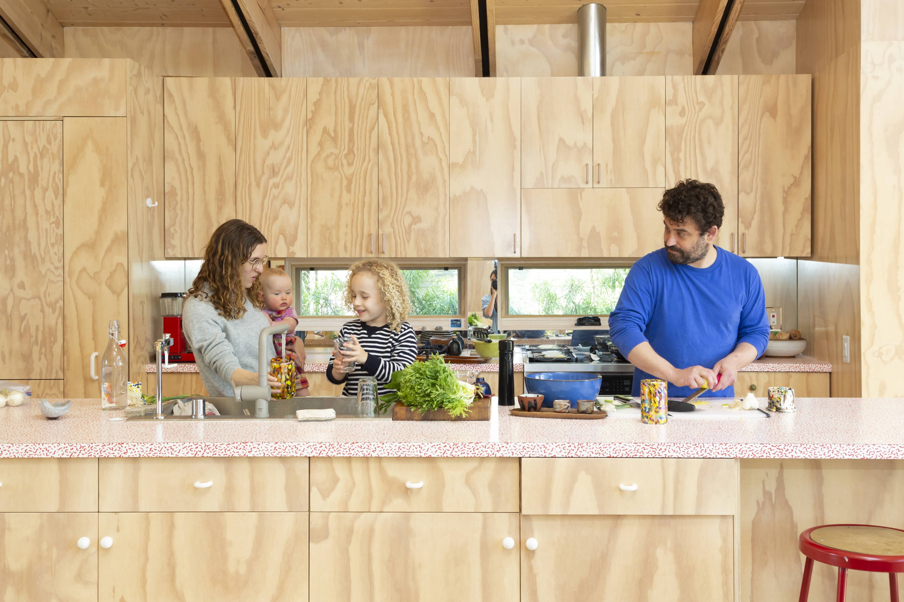 Natural wood kitchen with island mid century modern vibe