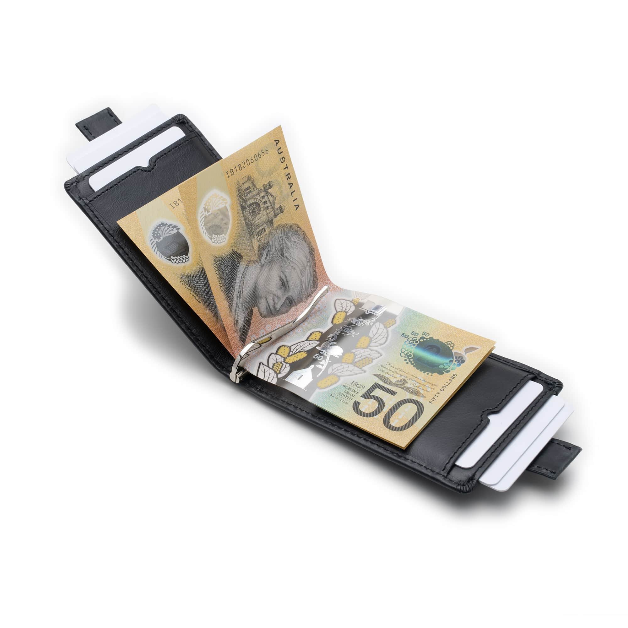 Karakoram2 Money Clip wallet Australia black leather RFID slim mens wallet