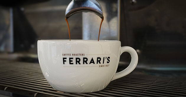 Ferrari's Coffee, White Ceramic Branded Cup, TrustPilot Reviews Section