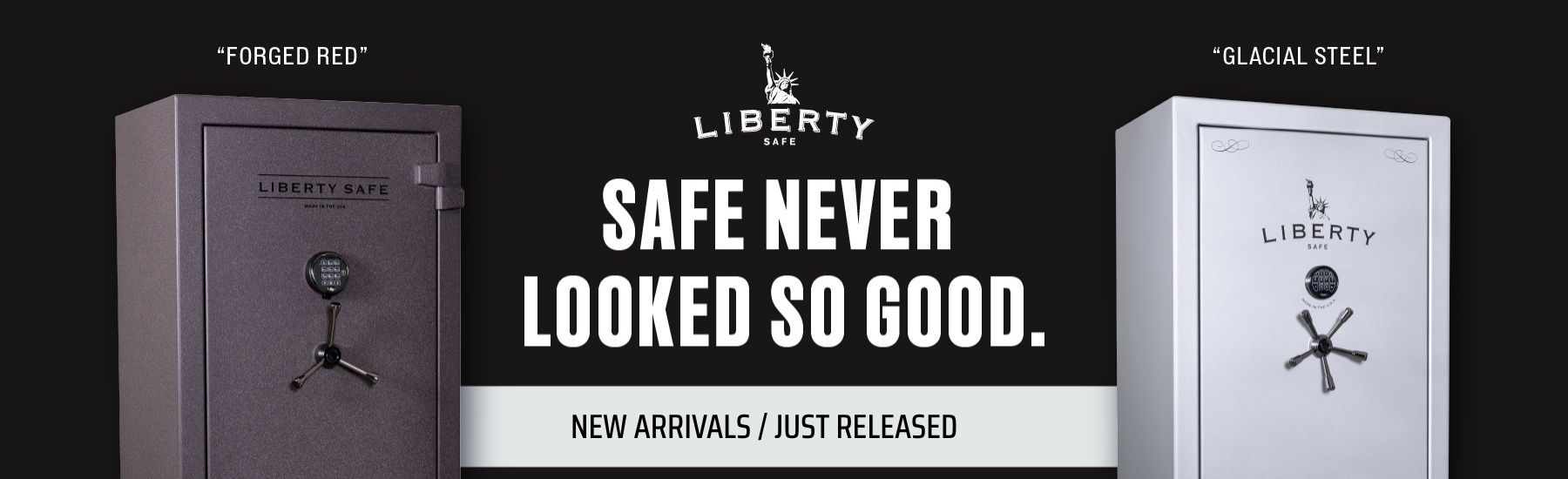 Liberty Safe specialty color gun safes in Forged Red and Glacial Steel finishes