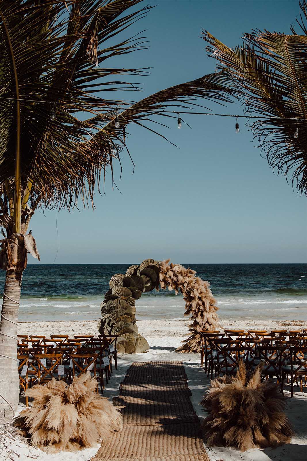 Beach wedding setting