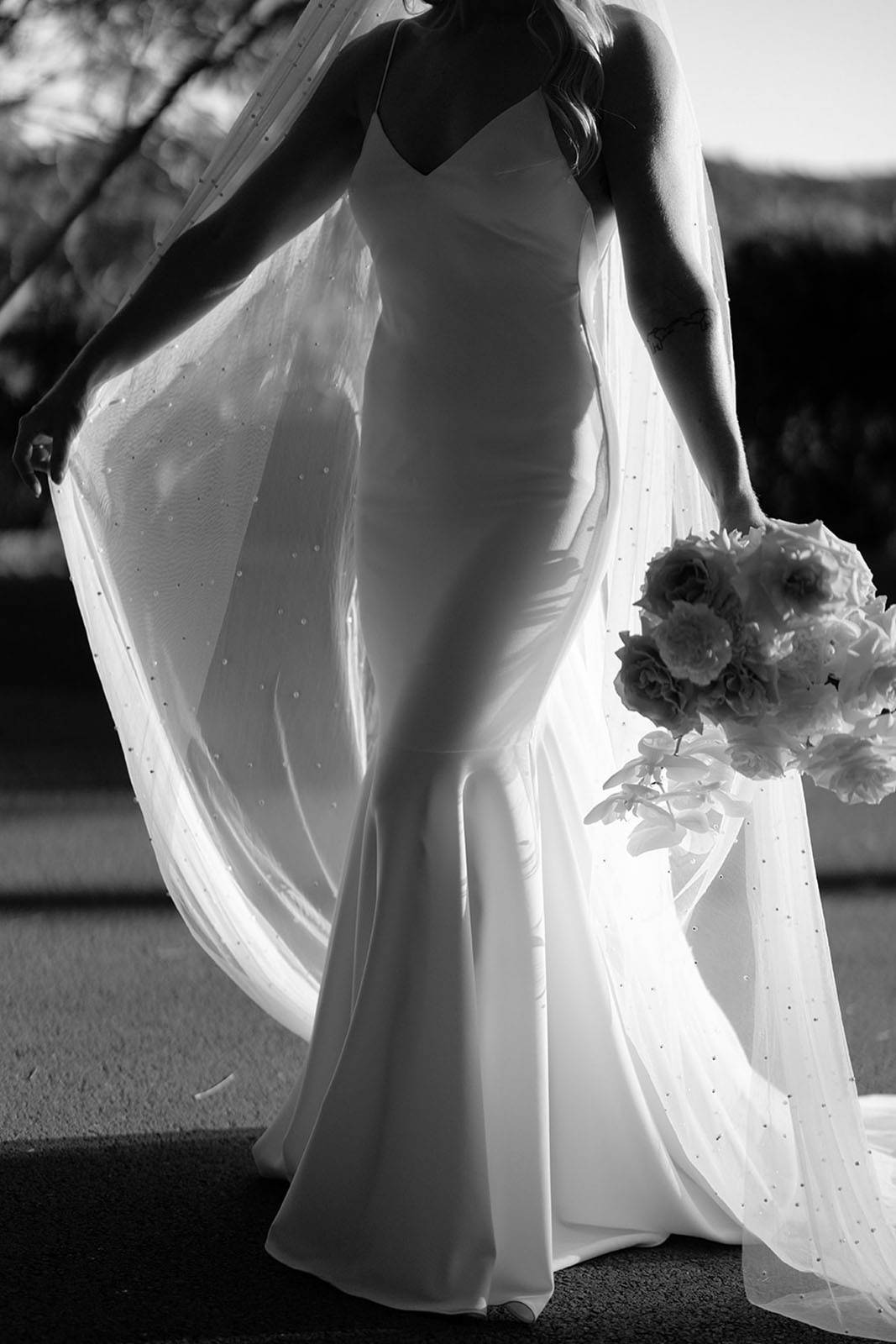 Wedding dress in black and white