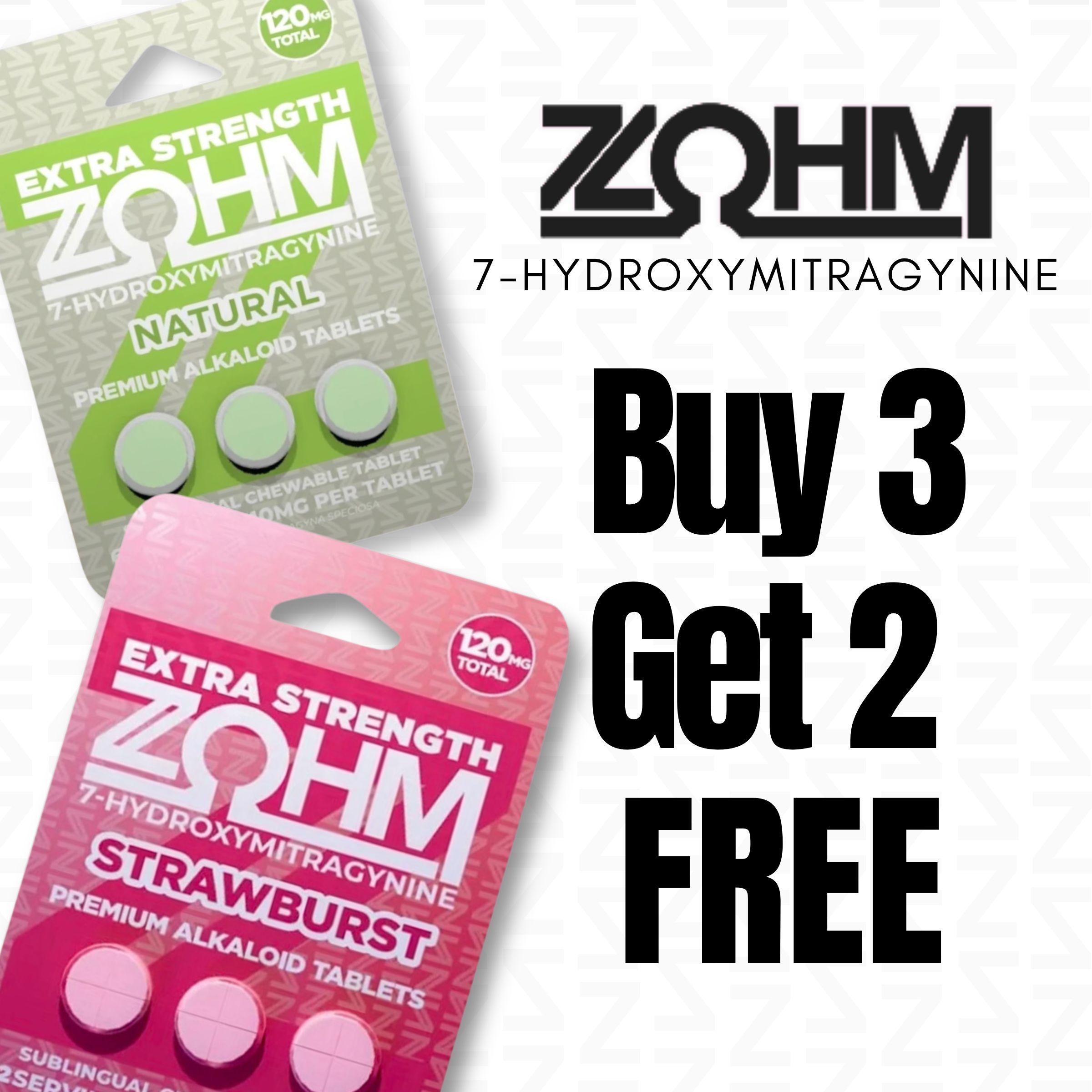 ZOHM Extra Strength tablets, promotional offer: Buy 3 Get 2 Free.