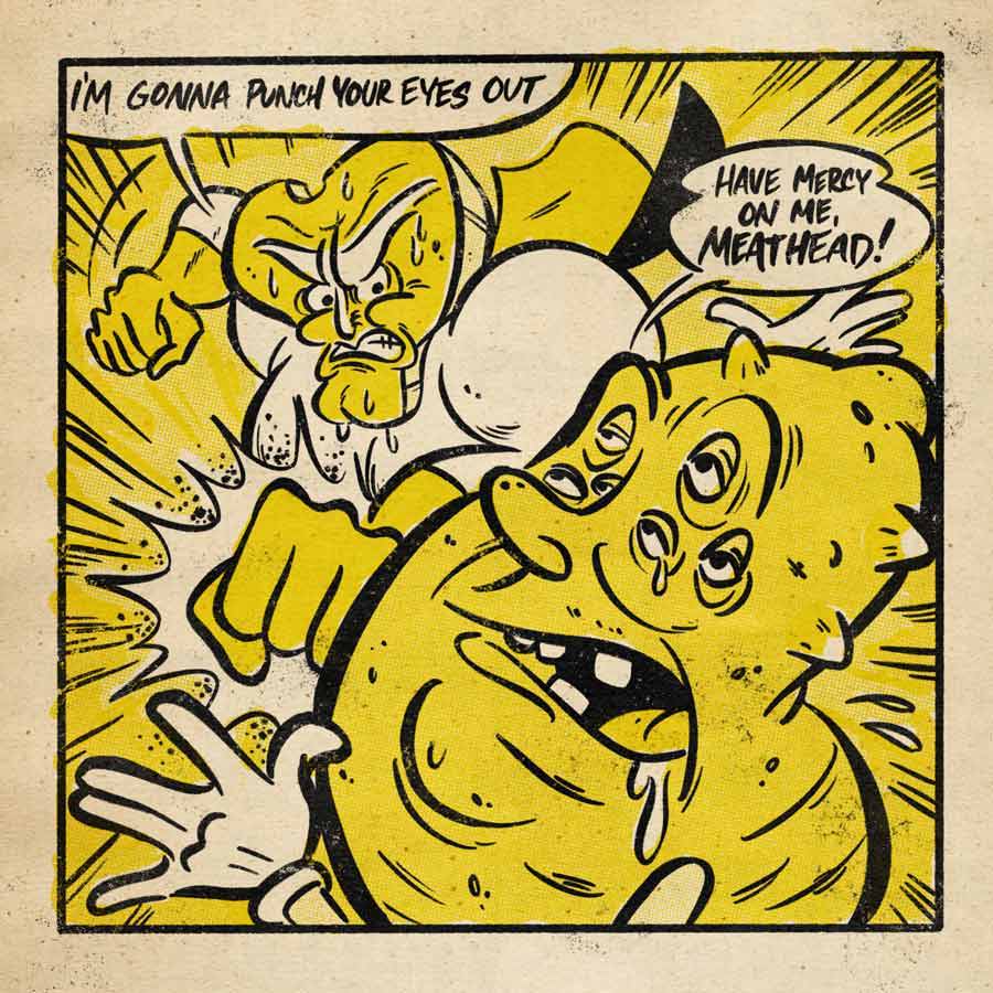 Comic panel with yellow halftones