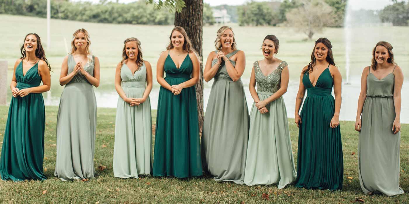 Mismatched Green Bridesmaid Dresses Kennedy Blue